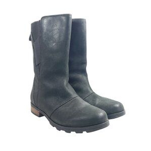 Sorel Emelie Mid Womens Size 11 Black Leather Boots